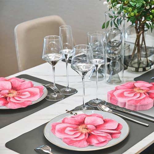 100 Piezas de Servilletas de Papel Florales Desechables Rosadas, Servilletas en Forma de Flor para Cumpleaños, Baby Shower y Día de las Madres - imagen 5