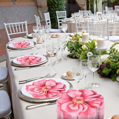 100 Piezas de Servilletas de Papel Florales Desechables Rosadas, Servilletas en Forma de Flor para Cumpleaños, Baby Shower y Día de las Madres - imagen 6