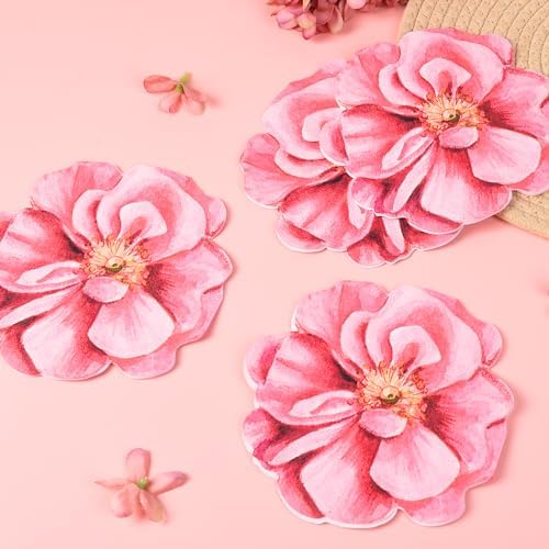 100 Piezas de Servilletas de Papel Florales Desechables Rosadas, Servilletas en Forma de Flor para Cumpleaños, Baby Shower y Día de las Madres - imagen 7