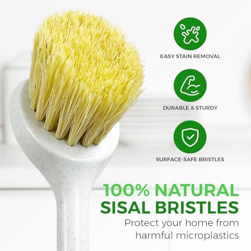 Set de 2 Cepillos de Platos AIRNEX de Bambú - Cepillo para Lavavajillas con Mango de Paja de Trigo y Cerdas de Sisal - Cepillo de Cocina Sin Rayones - imagen 6