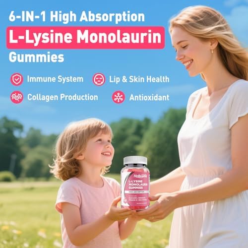 Gomitas de L-Lisina y Monolaurina 1000mg, Suplemento con Vitamina C, Zinc, Selenio y Quercetina, Apoyo Inmunológico y Salud Oral, Sabor Durazno, 60 - imagen 3