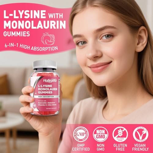 Gomitas de L-Lisina y Monolaurina 1000mg, Suplemento con Vitamina C, Zinc, Selenio y Quercetina, Apoyo Inmunológico y Salud Oral, Sabor Durazno, 60 - imagen 6