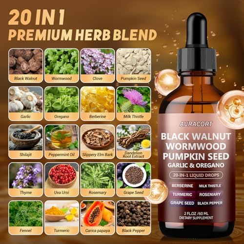 Limpieza de Parásitos 21 en 1 con Ajenjo, Nogal Negro y Clavo, Semilla de Calabaza, Ajo, Orégano, Berberina - Suave para el Intestino, Sin Alcohol, 2 - imagen 3