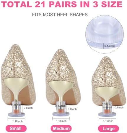 Protectores de Tacones para Césped 21 Pzs, 3 Tamaños, Protectores Transparentes para Caminar en Césped y Superficies Irregulares, Ideal para Zapatos - imagen 2