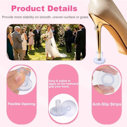 Protectores de Tacones para Césped 21 Pzs, 3 Tamaños, Protectores Transparentes para Caminar en Césped y Superficies Irregulares, Ideal para Zapatos - imagen 3
