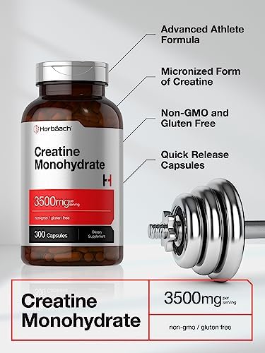 Cápsulas de Creatina Monohidratada Horbäach | 3500mg | 300 Contenido | Suplemento Sin OGM y Sin Gluten - imagen 3