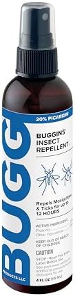 Spray Repelente de Insectos BUGGINS - 20% Picaridina - Protección de 12 Horas contra Mosquitos y Garrapatas, Repele Moscas y Mosquitos - Botella de 4 - imagen 1