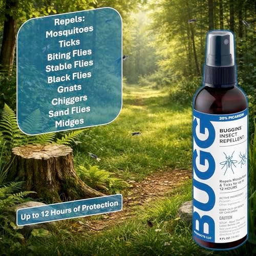 Spray Repelente de Insectos BUGGINS - 20% Picaridina - Protección de 12 Horas contra Mosquitos y Garrapatas, Repele Moscas y Mosquitos - Botella de 4 - imagen 2