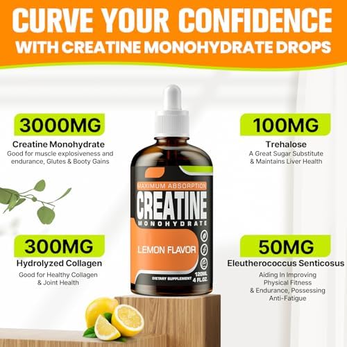 Creatina Monohidratada Líquida para Masa Muscular, Fuerza y Resistencia - Creatina para Mujeres y Hombres con Colágeno Hidrolizado y Trehalosa - 120 - imagen 4