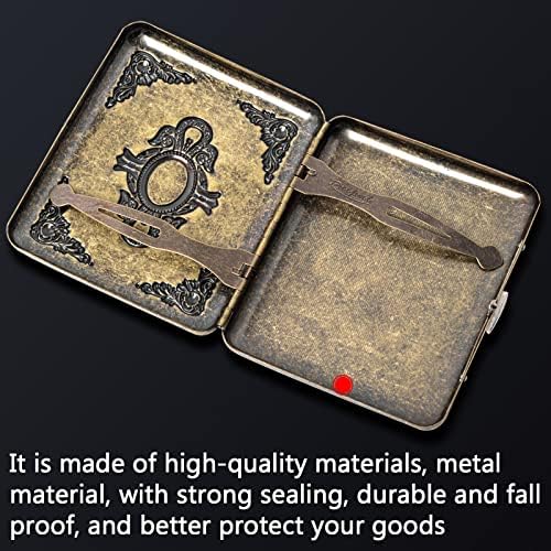 Estuche metálico vintage Goshentech, cobre chapado, capacidad de 18-20, ornamentación de imitación de esmeralda, empaque de regalo (Bronce, tamaño - imagen 4