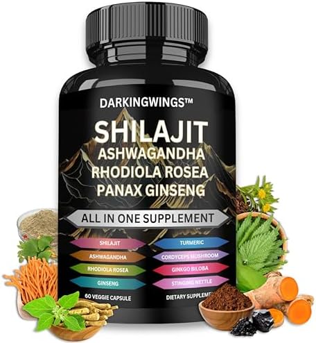 Suplemento 8 en 1 Shilajit 9000 con Ginseng Panax 1500MG, Ashwagandha 2000MG, Rhodiola Rosea 1000MG, Cúrcuma 500MG, Ginkgo Biloba 500MG, Ortiga 250MG - imagen 1