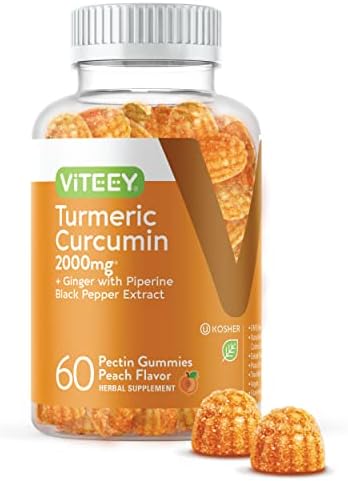 Gomitas de Cúrcuma Viteey con Cúrcuma, Jengibre y Extracto de Pimienta Negra - Apoyo Inmunológico, Piel Saludable y Salud Articular - Veganas, Sin - imagen 1