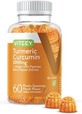 Gomitas de Cúrcuma Viteey con Cúrcuma, Jengibre y Extracto de Pimienta Negra - Apoyo Inmunológico, Piel Saludable y Salud Articular - Veganas, Sin - imagen 1