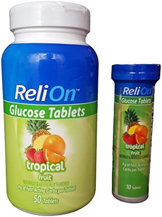 ReliOn Glucosa, 50 Tabletas en Tubo Portátil, 10 Tabletas. (Fruta Tropical) - imagen 1