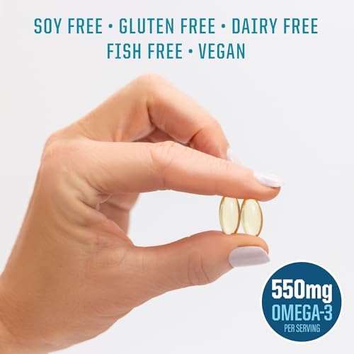 Aceite de Algas Omega 3 Vegano | DHA y EPA de Origen Vegetal | 550mg Omega-3 por Cápsula | 300mg DHA y 150mg EPA | Soporte para Corazón, Cerebro y - imagen 5