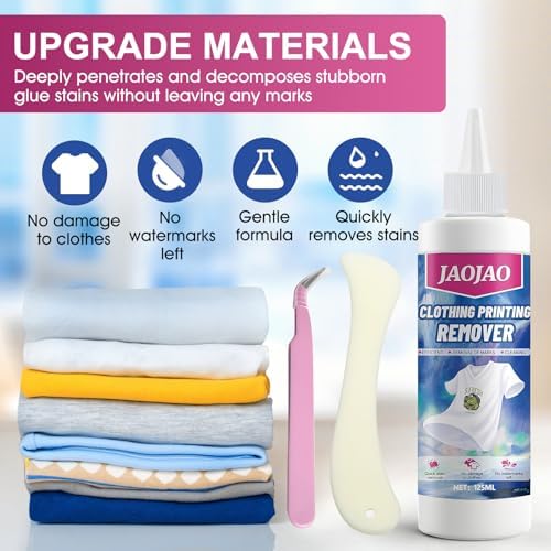 JAOJAO Removedor de Vinilo para Transferencia de Calor - 125ML - Resultados Rápidos Sin Dañar la Tela - Ideal para Camisetas, Lienzos y Sombreros DIY - imagen 2