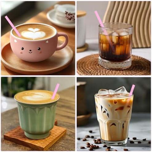[500 Pzs] Popotes de Plástico Desechables Rosa de 5 Pulgadas - 0.24 de Diámetro, Popotes Cortos para Café, Cócteles, Bar, Café, Fiesta - imagen 4