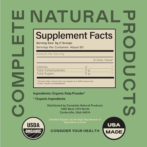 Suplemento de Polvo de Kelp Orgánico - Kelp Marino Seco y Puro en Granel 8oz, 75 Porciones para Tiroides, Yodo y Digestión - imagen 2