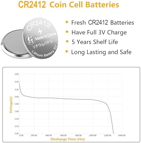 Baterías de botón kunying CR2412, Paquete de 3 Baterías de Litio 3V CR2412 para Control Remoto de Auto y Reloj Inteligente - imagen 4