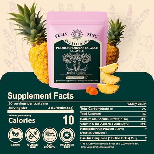 Gomitas Probióticas Diarias ZuriVitaNex para Mujeres – Equilibrio Femenino y Soporte de pH – Veganas, Sin Gluten – Sabor Piña – 60 Gomitas (30 - imagen 2