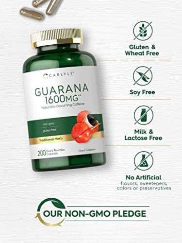 Cápsulas de Extracto de Guaraná Carlyle | 200 Contenido | Suplemento de Cafeína Natural | Sin OGM, Sin Gluten - imagen 4