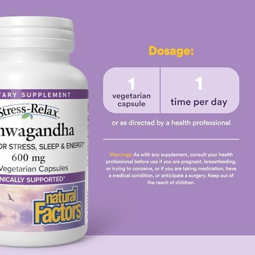Stress-Relax KSM-66 Ashwagandha 600 mg de Natural Factors, 30 cápsulas vegetarianas (30 porciones), 60 cápsulas - imagen 3