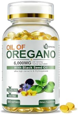 Vespecial Aceite de Orégano con Aceite de Semilla Negra, 180 Softgels | Suplemento Herbal 2 en 1 para el Sistema Inmunológico | Sin OGM, A base de - imagen 1