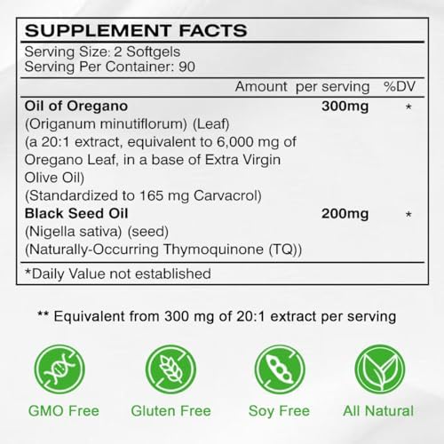 Vespecial Aceite de Orégano con Aceite de Semilla Negra, 180 Softgels | Suplemento Herbal 2 en 1 para el Sistema Inmunológico | Sin OGM, A base de - imagen 3