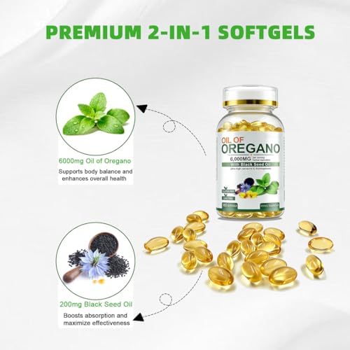 Vespecial Aceite de Orégano con Aceite de Semilla Negra, 180 Softgels | Suplemento Herbal 2 en 1 para el Sistema Inmunológico | Sin OGM, A base de - imagen 7