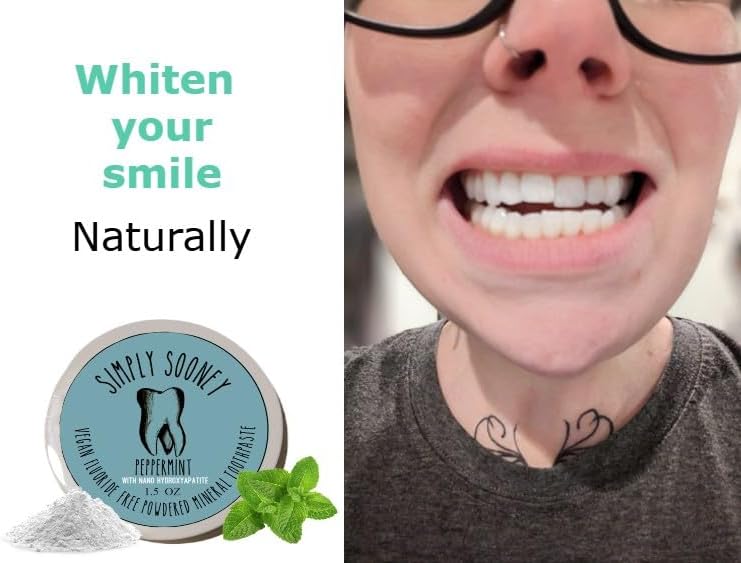 Polvo Dental Mineral Vegano Remineralizante Simply Sooney I Fórmula de Nano-hidroxiapatita con Sabor a Menta I Aliento Fresco 1.5oz (tarro de 1.5 oz) - imagen 3
