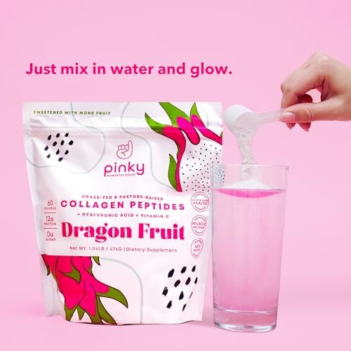 Pinky Colágeno Hidrolizado con Ácido Hialurónico y Vitamina C - Sabor Fruta del Dragón (1lb/474g), Apoya la Salud de Piel, Cabello y Digestión, 13g - imagen 2