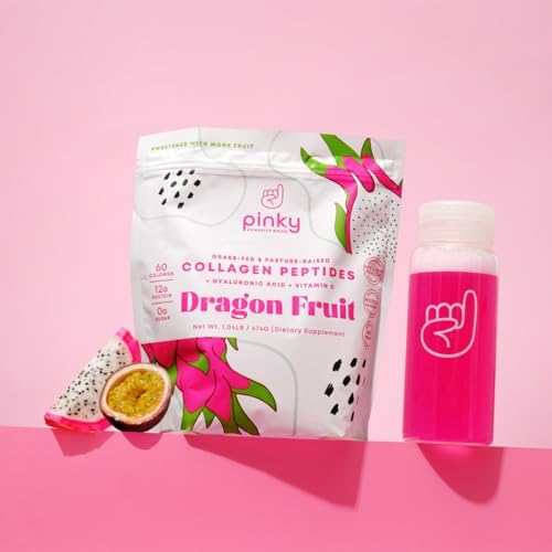Pinky Colágeno Hidrolizado con Ácido Hialurónico y Vitamina C - Sabor Fruta del Dragón (1lb/474g), Apoya la Salud de Piel, Cabello y Digestión, 13g - imagen 8
