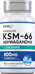 Suplemento de Extracto de Ashwagandha KSM-66 Piping Rock | 800mg Complejo | 100 Tabletas | Fórmula Avanzada con L-Theanina | Vegano, No Transgénico, - imagen 1