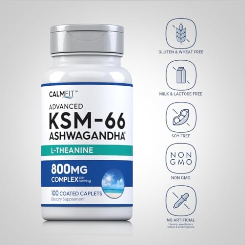 Suplemento de Extracto de Ashwagandha KSM-66 Piping Rock | 800mg Complejo | 100 Tabletas | Fórmula Avanzada con L-Theanina | Vegano, No Transgénico, - imagen 3