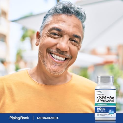 Suplemento de Extracto de Ashwagandha KSM-66 Piping Rock | 800mg Complejo | 100 Tabletas | Fórmula Avanzada con L-Theanina | Vegano, No Transgénico, - imagen 6