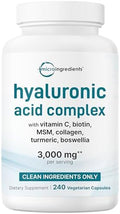 Complejo de Ácido Hialurónico Micro Ingredients, 240 Cápsulas Vegetarianas | con Colágeno, MSM, Vitamina C, Biotina, Cúrcuma y Boswellia | Sin OGM, - imagen 1