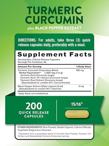 Complejo de Cúrcuma y Curcumina de Nature's Truth | 200 Cápsulas | Con Extracto de Pimienta Negra | Suplemento Sin OGM y Libre de Gluten - imagen 2