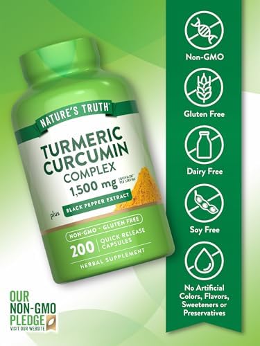 Complejo de Cúrcuma y Curcumina de Nature's Truth | 200 Cápsulas | Con Extracto de Pimienta Negra | Suplemento Sin OGM y Libre de Gluten - imagen 3