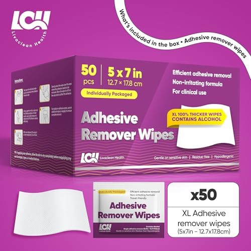 Toallitas Removedoras de Adhesivo Grande 50 CT – 5x7 60 GSM, Eliminador Médico de Adhesivo para Piel – Toallitas para Vendajes y Residuos de Ostomía - imagen 2