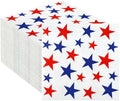 100 Pzs Servilletas de Cóctel Patrióticas Rojo y Azul con Estrellas, Desechables de 3 Capas para Fiestas del 4 de Julio y Memorial, 5 x 5 Pulgadas - imagen 1