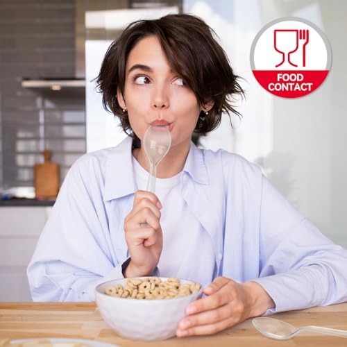 Cucharas de Plástico para Sopa, Cubiertos Desechables Resistentes, Tazón Profundo para Comida Caliente, Paquete de 120 piezas - imagen 3