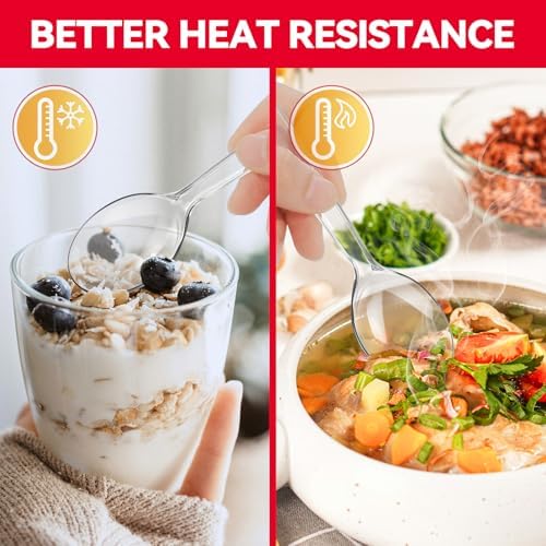 Cucharas de Plástico para Sopa, Cubiertos Desechables Resistentes, Tazón Profundo para Comida Caliente, Paquete de 120 piezas - imagen 4
