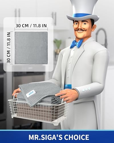 Paquete de 6 Paños de Microfibra MR.SIGA, Absorbentes y Reutilizables, Sin Pelusa, Color Gris, 30 x 30 cm, Diseño de Waffle - imagen 2