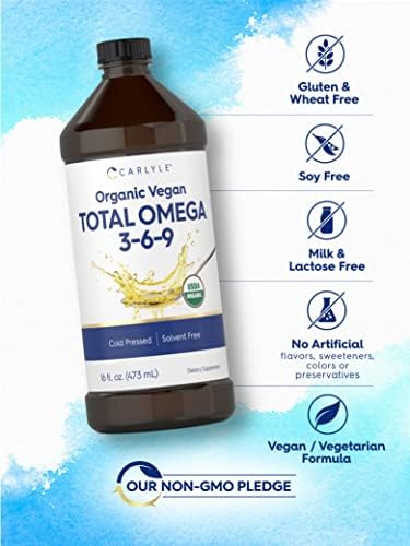 Carlyle Omega 3 6 9 | 16 oz | Aceite Prensado en Frío | Suplemento Orgánico Certificado, Vegano, Sin Gluten y No Transgénico - imagen 4