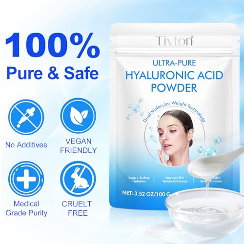 Paquete de 2 Polvos de Ácido Hialurónico para la Piel – Alta Peso Molecular, Hidratación Profunda, Cosmético Hidrosoluble, Vegano, Sin Gluten, Ideal - imagen 6