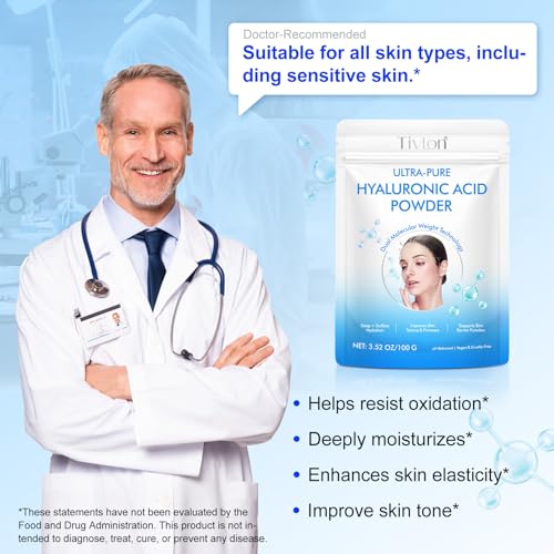 Paquete de 2 Polvos de Ácido Hialurónico para la Piel – Alta Peso Molecular, Hidratación Profunda, Cosmético Hidrosoluble, Vegano, Sin Gluten, Ideal - imagen 7
