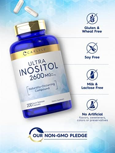 Suplemento de Inositol Carlyle | 2600mg | 200 Cápsulas | Para Mujeres y Hombres | Myo-Inositol | Sin OGM, Libre de Gluten - imagen 4
