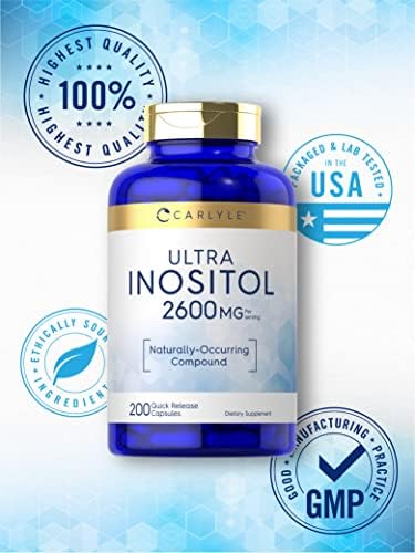 Suplemento de Inositol Carlyle | 2600mg | 200 Cápsulas | Para Mujeres y Hombres | Myo-Inositol | Sin OGM, Libre de Gluten - imagen 5