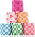 6 Rollos de 2 Pulgadas x 5 Yards de Vendaje Cohesivo con Diseño de Cuadros y Corazones para Perros y Gatos, Bandas Autoadhesivas para Cuidado de - imagen 1