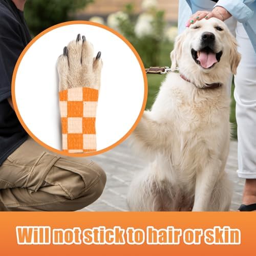 6 Rollos de 2 Pulgadas x 5 Yards de Vendaje Cohesivo con Diseño de Cuadros y Corazones para Perros y Gatos, Bandas Autoadhesivas para Cuidado de - imagen 5